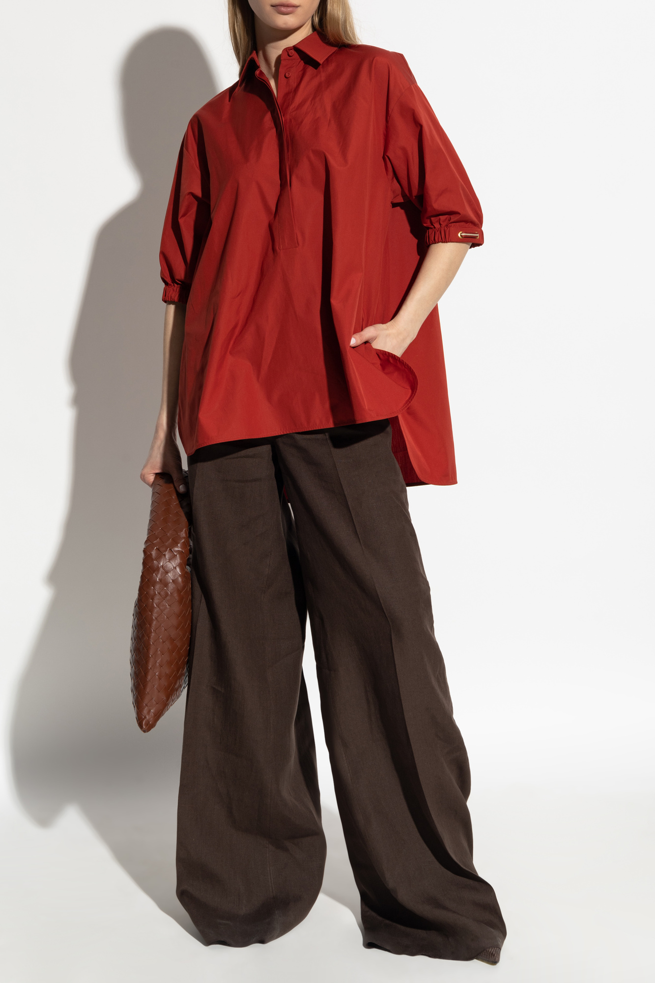 Tシャツ・カットソー Max Mara SS25 TEANO POPELINE SHIRT (2511191052600 001) Loose-fitting cotton shirt, optical white | 